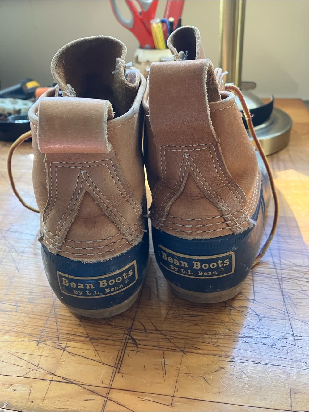 L.L. Bean Brown Leather Bean Boots with Black Rubber Soles